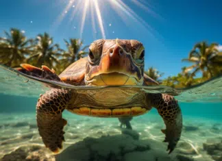 Une rencontre inattendue : le manchot sur une plage tropicale