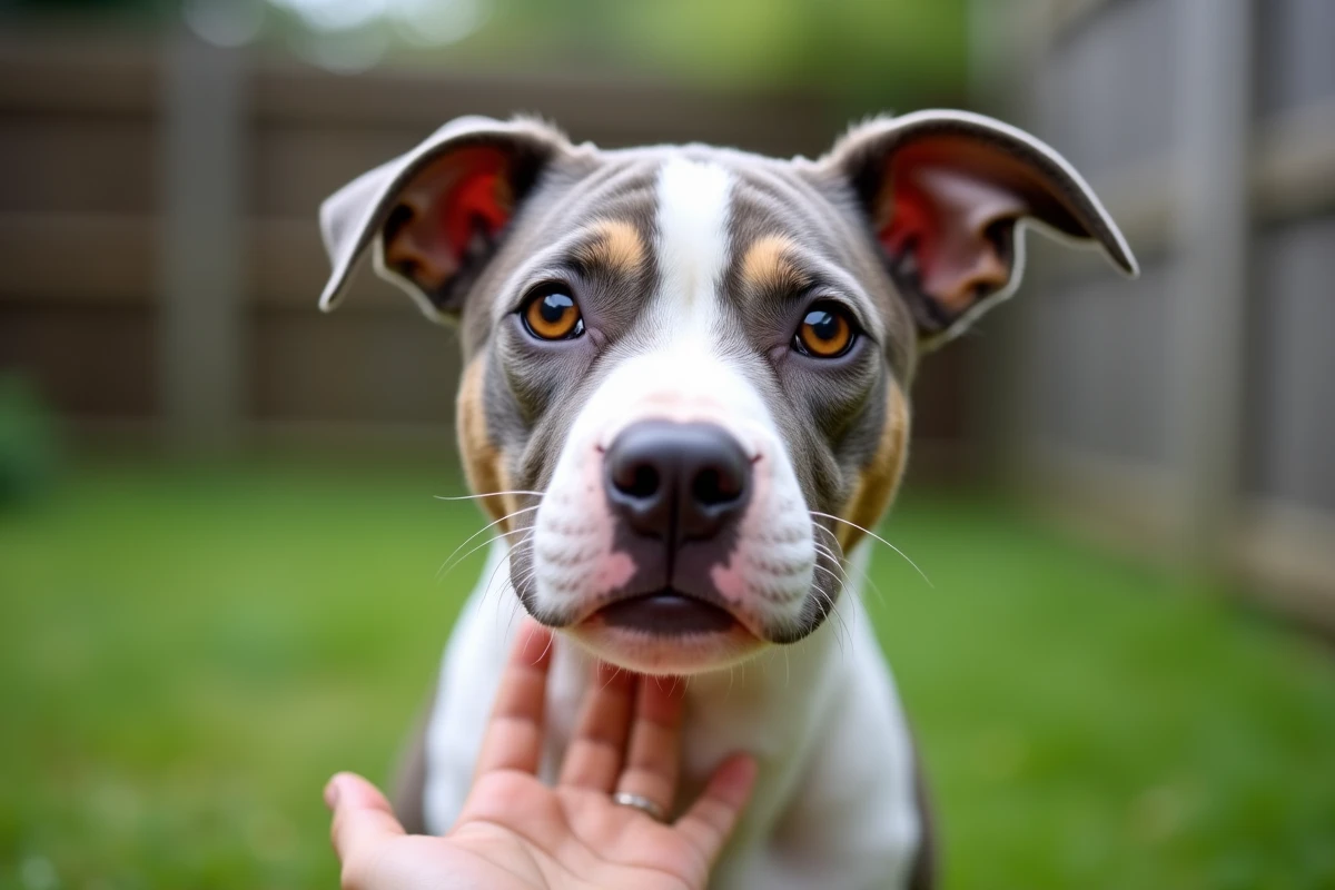 Portrait en gros plan d'un Bullying Pocket au regard doux et attentif, mettant en valeur ses traits caractéristiques et son expression bienveillante