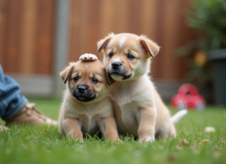 Chiot dominant : reconnaître les signes chez un chiot – Conseils et astuces Chiot mâle joueur avec regard expressif dans le jardin