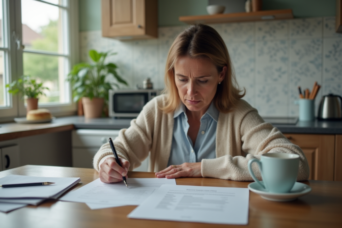 Femme préoccupée remplissant un formulaire de plainte pour la protection animale