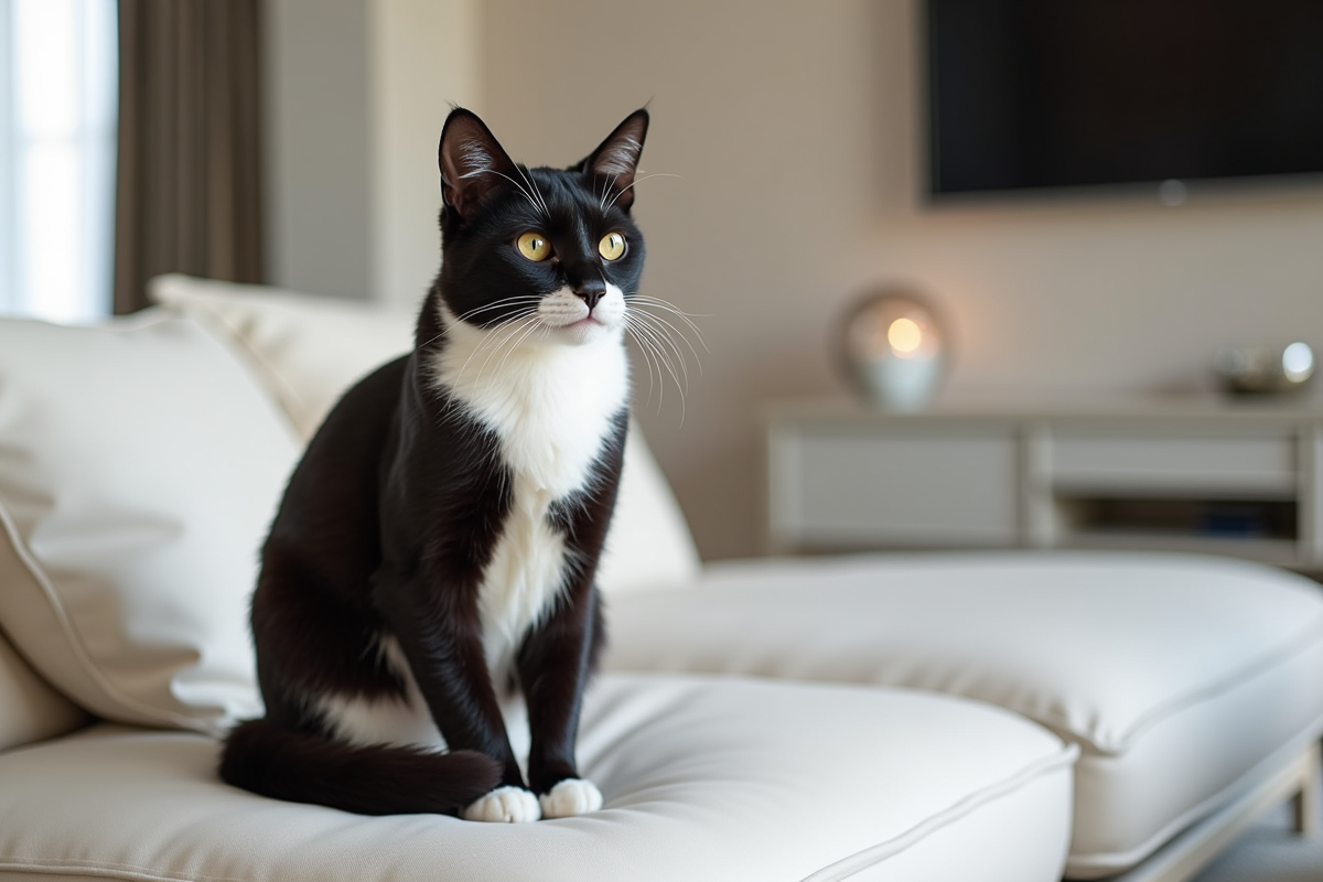 chat blanc noir