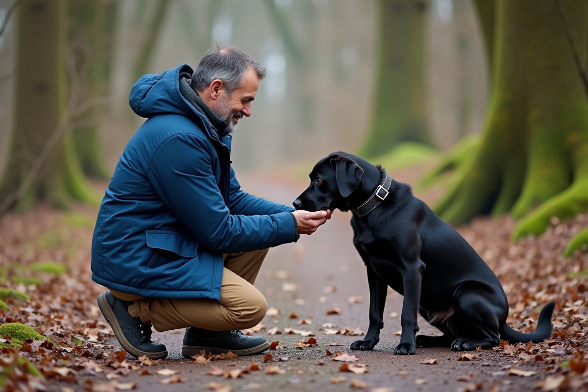 Homme avec un labrador d