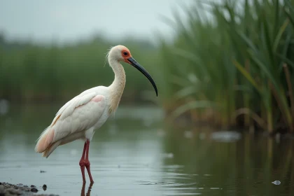 Ibis blanc au bord d'une rivière, exemple d'animal en I pour le petit bac