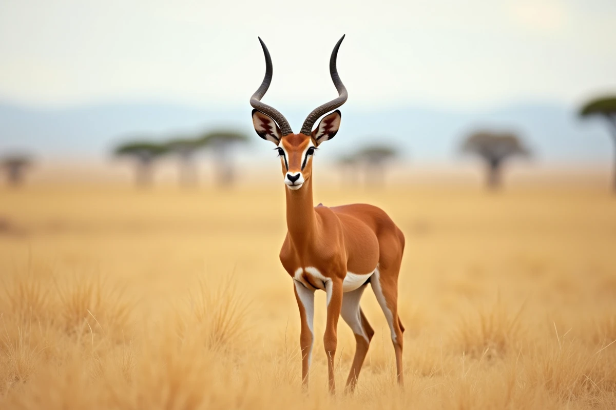 Impala dans la savane africaine, exemple d'animal commençant par la lettre I au petit bac