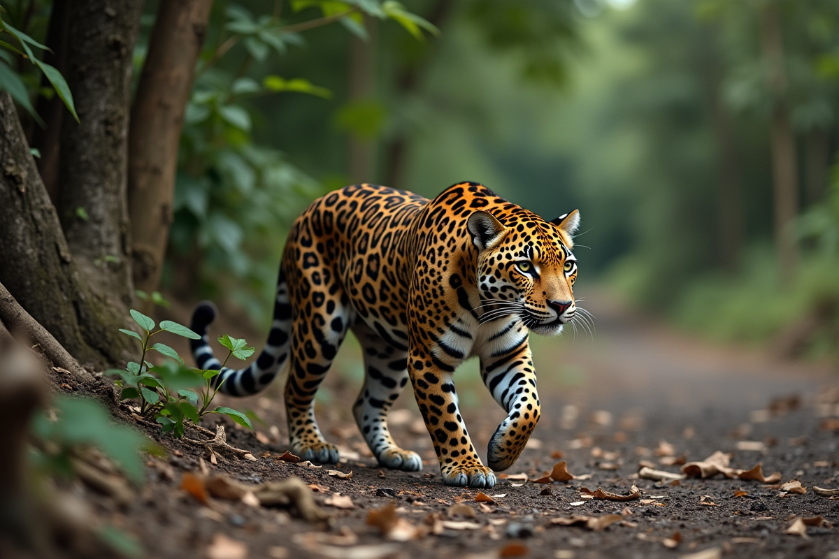 Jaguar marchant près d