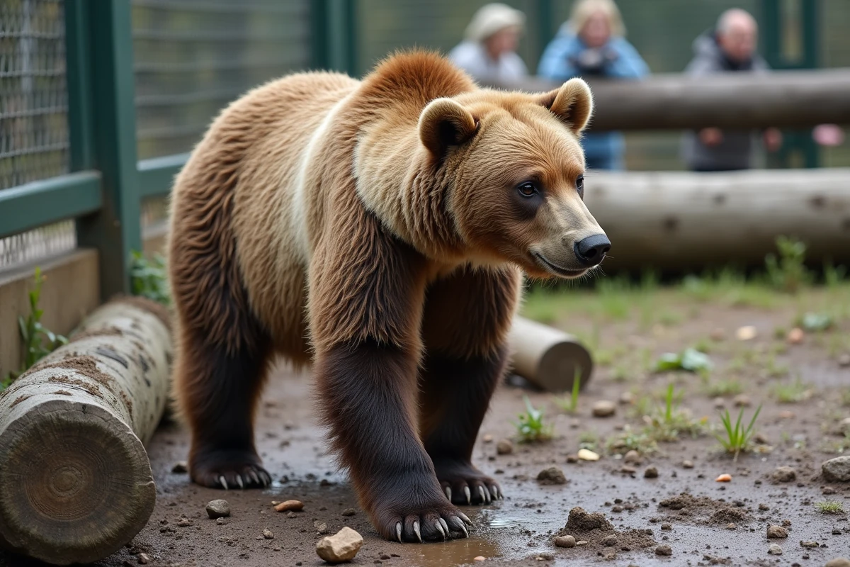 Jeune femelle grizzly dans son habitat en plein air