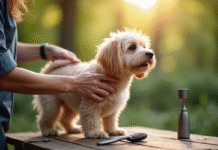 Personne douceur toilettage chien anxieux en extérieur