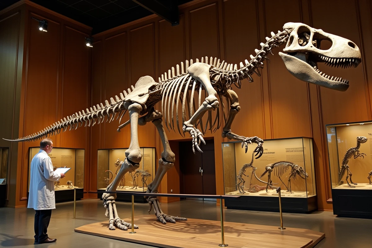 Squelette de Supersaurus exposé dans une salle de paléontologie mettant en valeur la longueur exceptionnelle de ce sauropode du Jurassique
