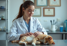 Nombre de chatons à venir : comment les prédire facilement ? Vétérinaire examine une chatte enceinte en clinique